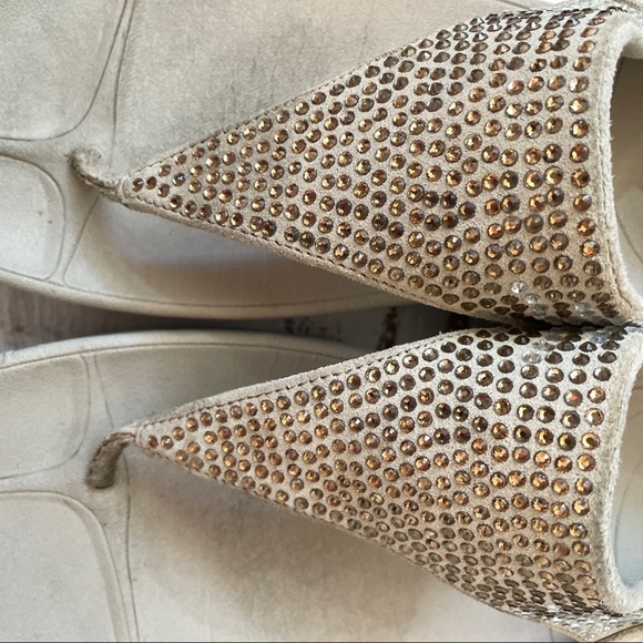 FITFLOP Sandal Flip Flops Taupe Grey & Rhinestone Velcro Back Strap Sz 9 Summer - Picture 9 of 11